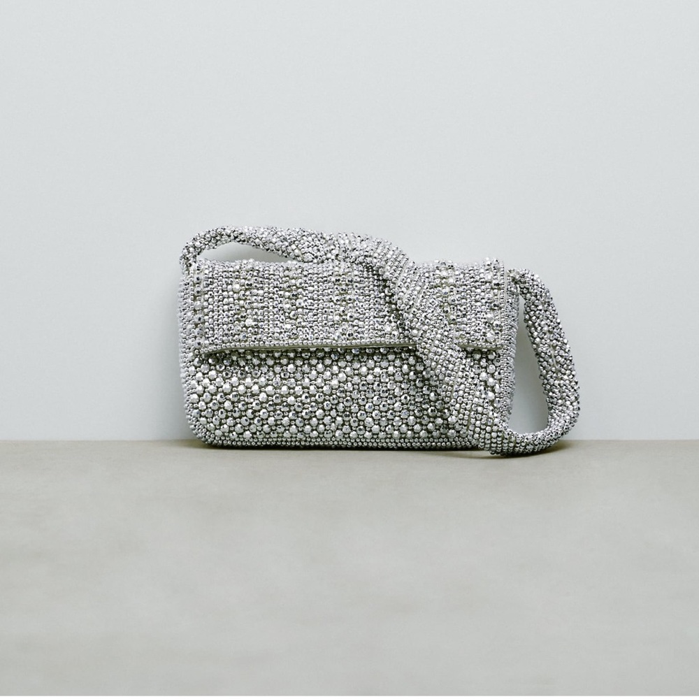 Zara Silver Beaded Bag